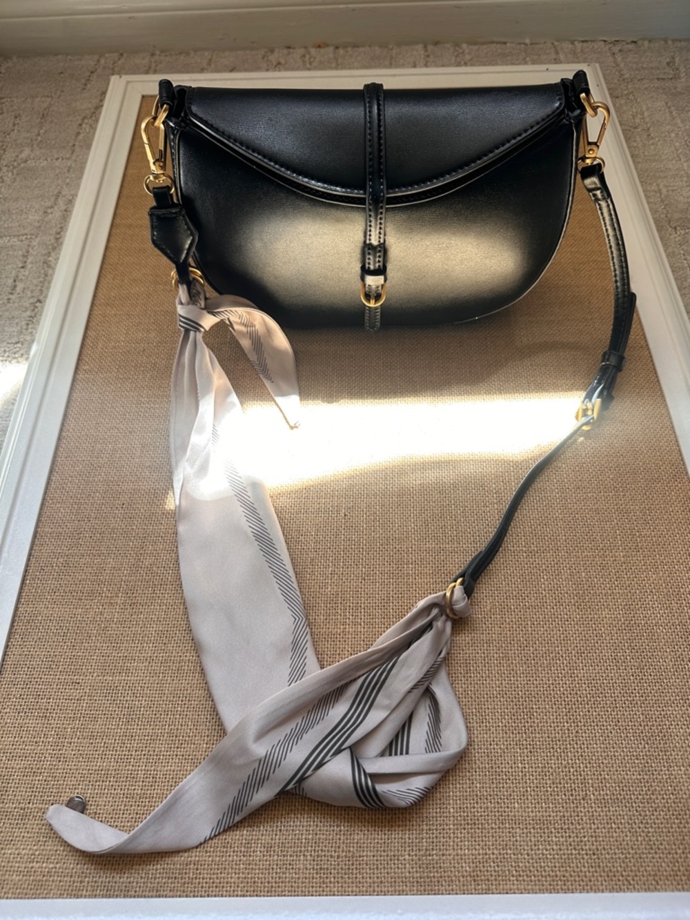 Classic Black faux Leather Crossbody Bag